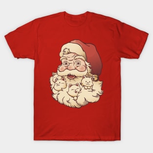 Santa Beard Full of Cats by Tobe Fonseca T-Shirt